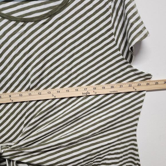 Talbots Green Striped Shift Dress Size 3X Tie Waist Short Sleeve Cotton Casual - Picture 7 of 10